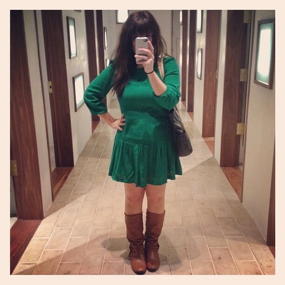 🚫 SOLD 🚫 Green Anthropologie drop waist dress - Picture 1 of 3